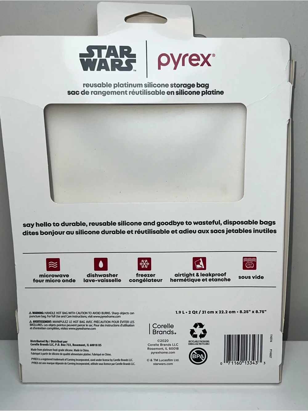 Pyrex x Star Wars Yoda Reusable Silicone Storage Bags - Teal & Black (2 Pack)